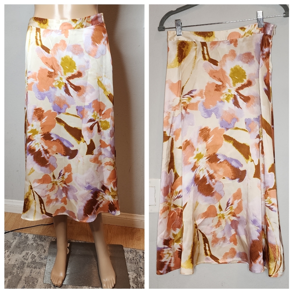 Joie 100% Silk Floral‎ Midi Skirt Size 4